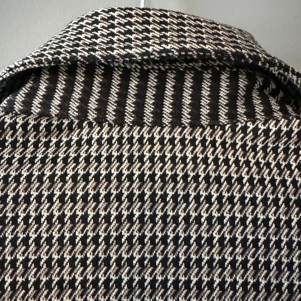 CAbi ‘Baron Blazer’ Chic Black, Brown & Cream Houndstooth Jacket. Unlined. Zip. - Picture 8 of 10